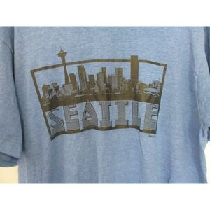 Screen Stars Best 1990 Seattle Blue Graphic Skyline Tshirt Size XL
